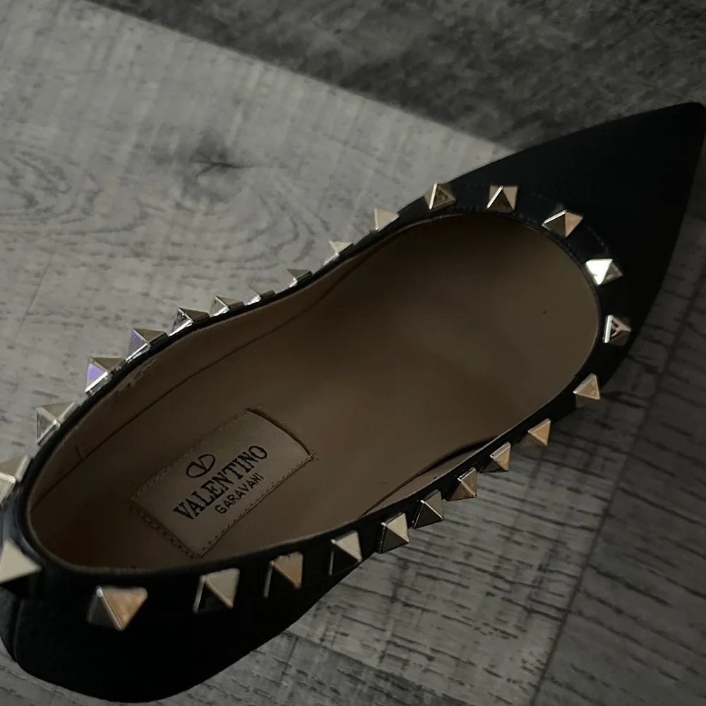 Valentino Black and Gold Studded Heels - Picture 3 of 5